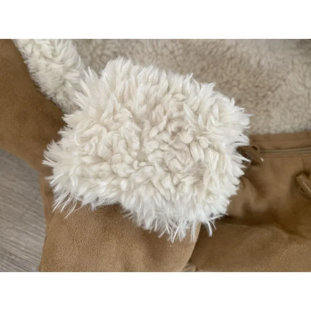 Baby Gap Faux Suede One Piece‎ Bear Ears Button Sz 3-6 Months EUC Bunting Sherpa